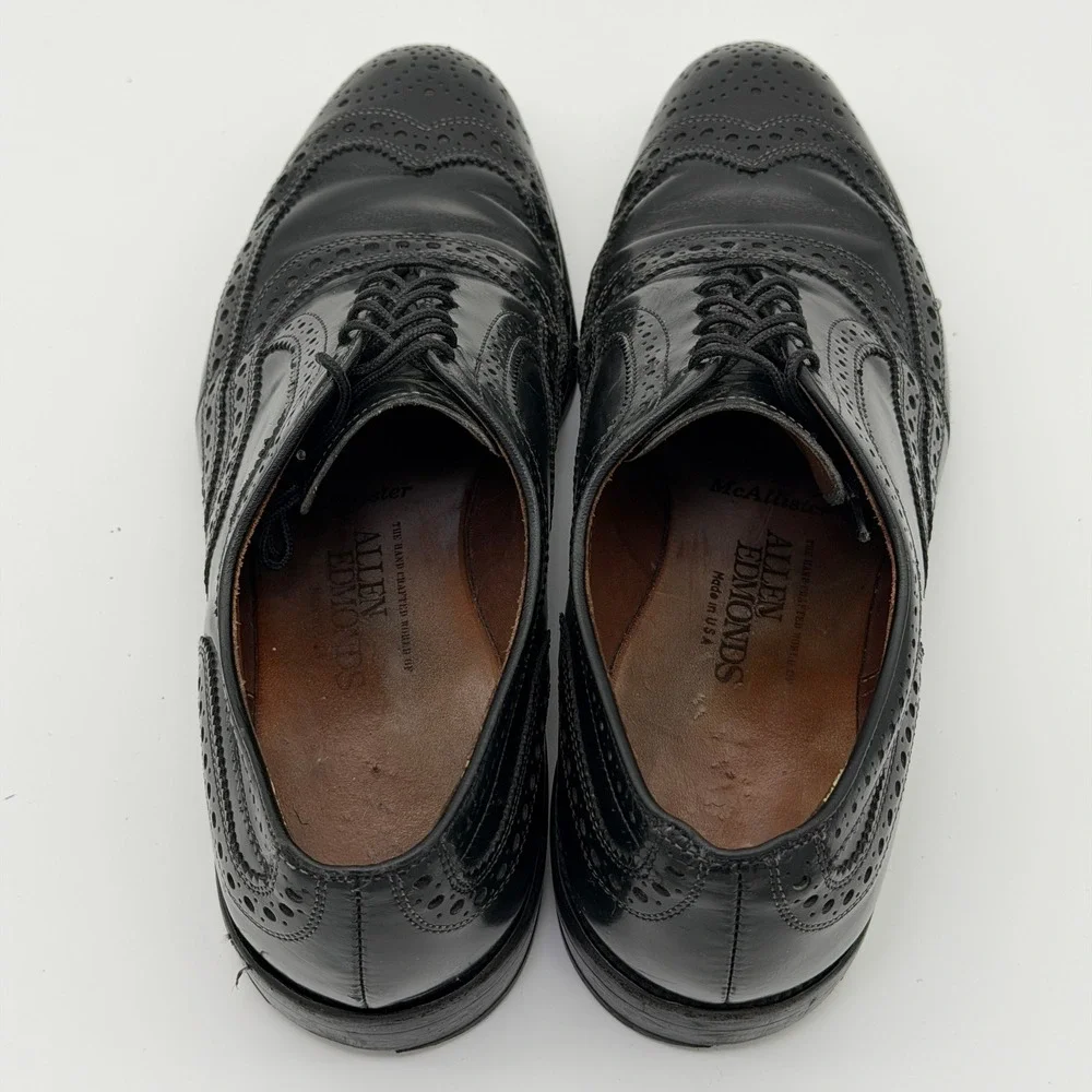 Allen Edmonds McAllister Black Leather Wingtip Oxford Shoes Mens 7 D‎ 6215